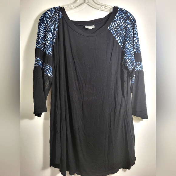 Avenue black silky crew neck tunic women's 18 / 20  #2107 - Picture 1 of 6